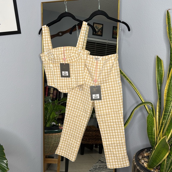 House of CB 'Lottie' & 'Carella' Gingerbread Gingham Capri Set NWT - Picture 7 of 9